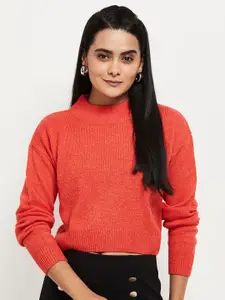 max Women Red Solid Pullover