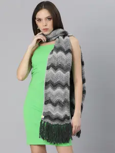 Magic Needles Women Grey Self Design Scarf