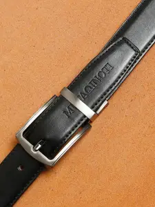 MUTAQINOTI Men Black Vegan Leather Reversible  Belts