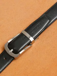 MUTAQINOTI Men Black Leather Reversible Belt