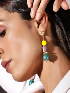 Rubans Voguish Gold-Toned & Yellow Classic Drop Earrings
