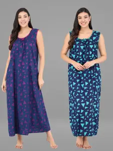 Shararat Purple Printed Maxi Nightdress