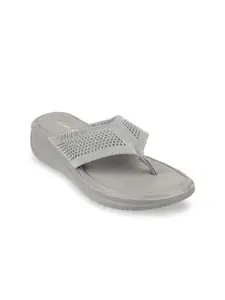 Catwalk Taupe Textured Comfort Sandals with Laser Cuts