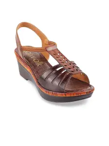 Catwalk Brown Leather Wedge Heels