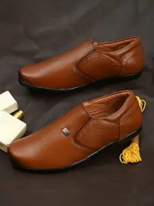 Sir Corbett Men Tan Solid Formal Slip-On Shoes