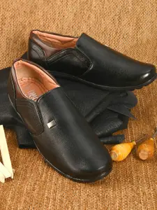 Sir Corbett Men Black Solid Formal Leather Slip-On Shoes