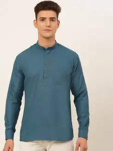 Jompers Men Teal Thread Work Kurta