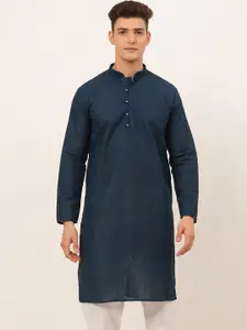 Jompers Men Teal Blue Dupion Silk Kurta
