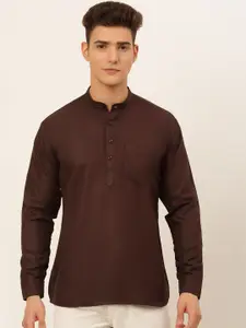 Jompers Men Coffee Brown Solid Pure Cotton Kurta