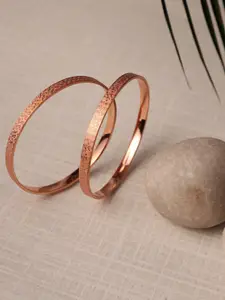 Jazz and Sizzle Women Set Of 2 Rose Gold-Plated Rose Gold Toned Bangle