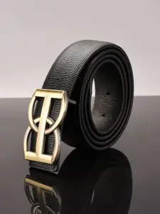 BuckleUp Men Black Textured Belt