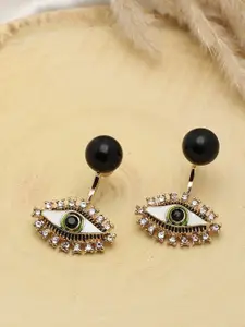 SOHI Black Contemporary Gold-Plated Drop Earrings
