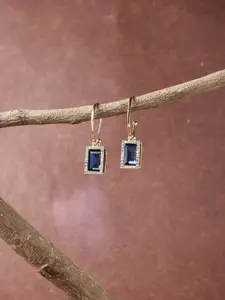 SOHI Gold-Toned Gold Plated Square Drop Earrings