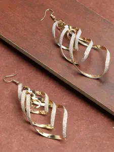 SOHI Gold Plated Contemporary Drop Earrings