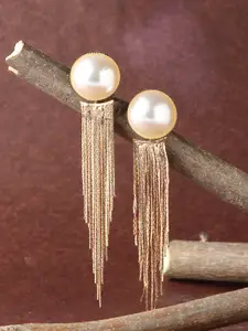 SOHI Women Gold-Toned Contemporary Drop Earrings