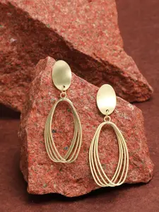 SOHI Gold-Toned Gold-Plated Oval Drop Earrings