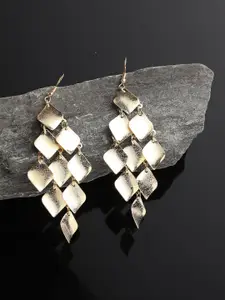 SOHI Gold-Toned Gold Plated Geometric Drop Earrings
