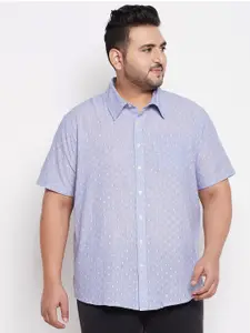bigbanana Men Plus Size Blue Comfort Printed Casual Shirt