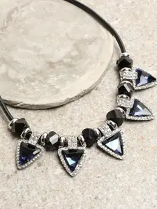 SOHI Silver-Plated & Blue Necklace