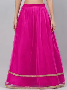 studio rasa Women Fuchsia Pink Embellished A-Line Maxi Skirts