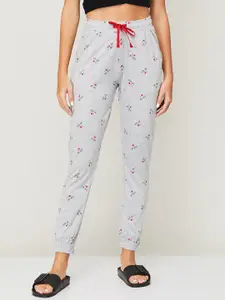 Ginger by Lifestyle Women Grey Melange & Red Printed Cotton Lounge Pant