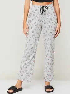 Ginger by Lifestyle Women Grey Printed Cotton Lounge Pants