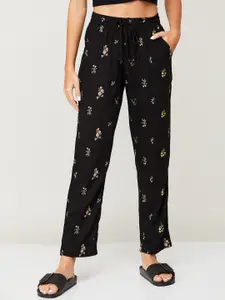 Ginger by Lifestyle Women Black Printed Cotton Lounge Pants