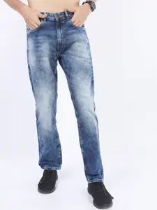 KETCH Men Blue Straight Fit Clean look Heavy Fade Stretchable Jeans