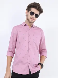 KETCH Men Pink Slim Fit Printed Casual Shirt