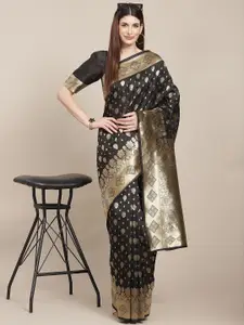 Varanga Black & Golden Woven Design Banarasi Saree