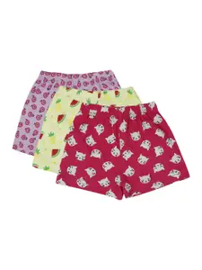 Bodycare Kids Girls Pack Of 3 Assorted Conversational Printed Shorts