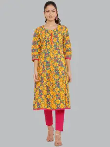 EZIS FASHION Women Yellow Paisley Printed Cotton Kurta