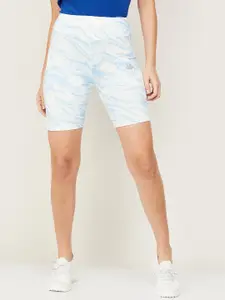Kappa Women White Printed Regular Fit Cotton Sports Shorts