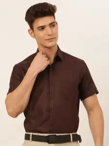 JAINISH Men Coffee Brown Solid Classic Formal Shirt