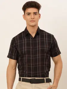 JAINISH Men Black Classic Tartan Checks Cotton Formal Shirt