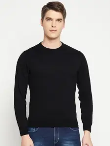Okane Men Black Solid Woolen Pullover