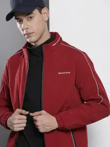 The Indian Garage Co Men Zip-Front Bomber Jacket with Zipper Pockets