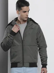 The Indian Garage Co Men Zip-Front Bomber Jacket with Detachable Hood