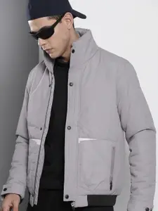 The Indian Garage Co Men Grey Solid Padded Jacket
