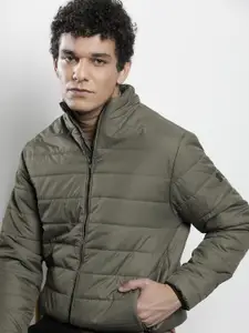 The Indian Garage Co Men Zip-Front Puffer Jacket with Zip Pockets