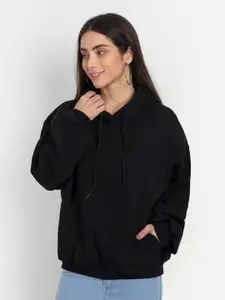 COLOR CAPITAL Women Black Hooded Sweatshirt