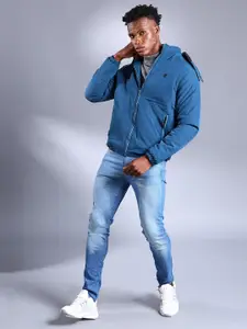 The Indian Garage Co Men Zip-Front Bomber Jacket with Detachable Hood