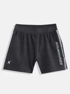 HRX by Hrithik Roshan Boys Charcoal Grey Typography Printed Sports Shorts