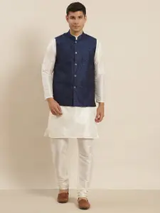 SOJANYA Men White Kurta with Pyjamas & Nehru Jacket