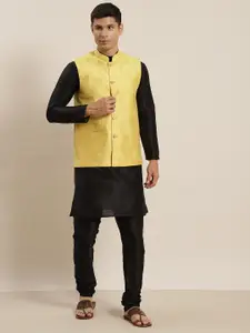 SOJANYA Men Black Kurta with Pyjamas & Nehru Jacket