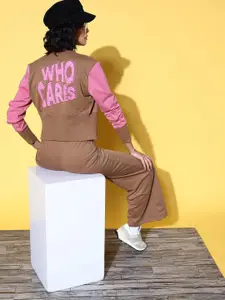 SASSAFRAS Women Brown Solid Seriously Silly Sweatshirt