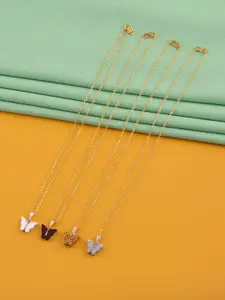 Brandsoon Women Pack of 4 Gold-Plated Brass butterfly Necklace