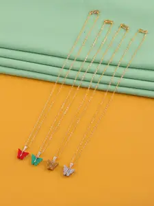 Brandsoon Women Pack of 4 Gold-Plated Brass butterfly Necklace