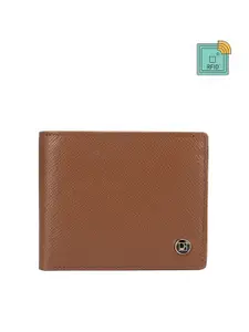 Da Milano Men Brown Textured Leather Two Fold Wallet