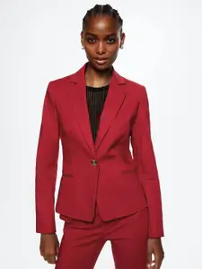 MANGO Women Red Solid Single-Breasted Sustainable Cheery Red Blazer